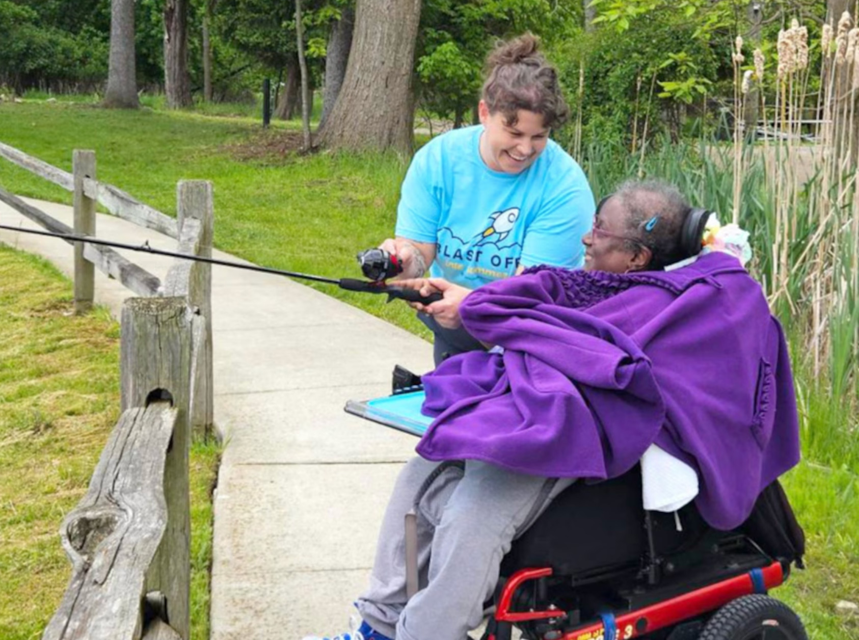 Two women enjoy fishing